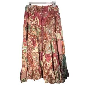 Soft Surroundings Skirt Large Boho Floral Maxi Skirt Petite Fairy Whimsy Bold